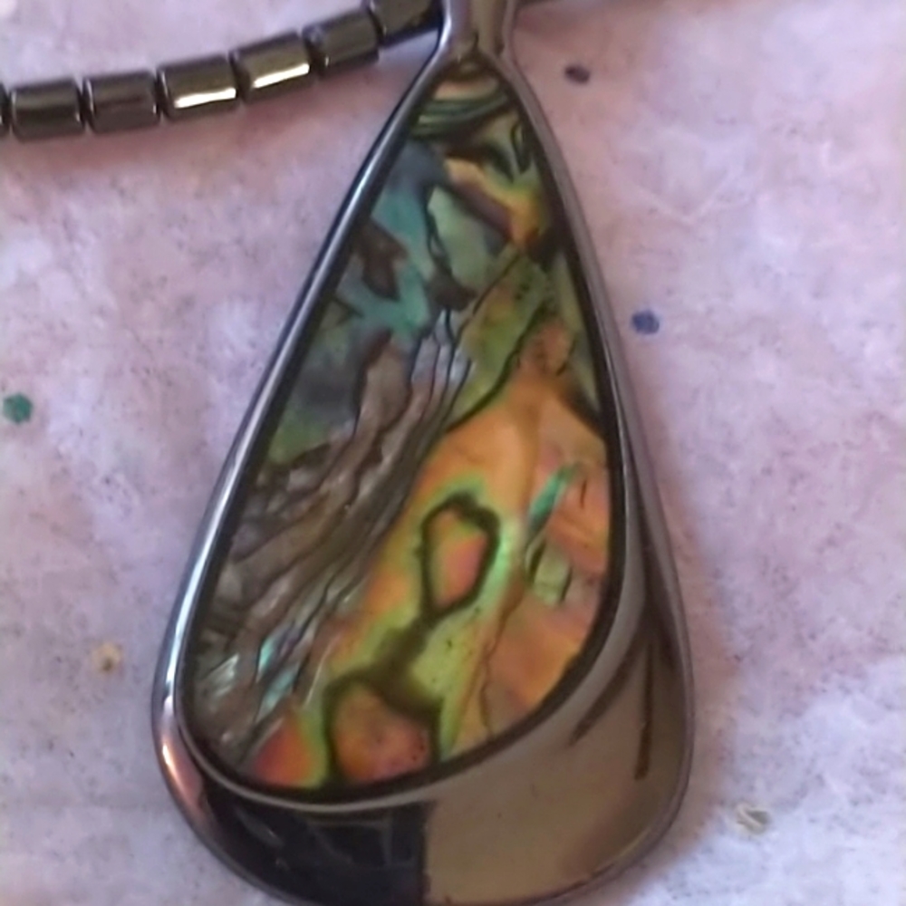 Hematite Necklace  2.5" Pendant